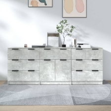 vidaXL 3-részes betonszürke szerelt fa tálalószekrény bútor