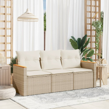 vidaXL 3 részes bézs polyrattan kerti ülőgarnitúra párnákkal kerti bútor
