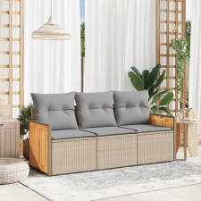 vidaXL 3 részes bézs polyrattan kerti ülőgarnitúra párnákkal kerti bútor