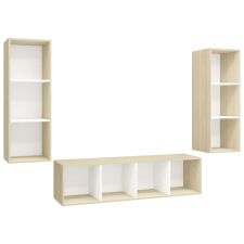 vidaXL 3 részes fehér és tölgyszínű forgácslap TV-szekrény szett (3079750) bútor