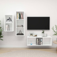 vidaXL 3 részes fehér forgácslap TV-szekrény bútor