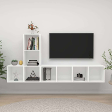 vidaXL 3 részes fehér forgácslap TV-szekrény szett bútor