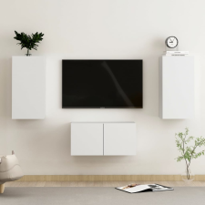 vidaXL 3 részes fehér forgácslap TV-szekrényszett bútor