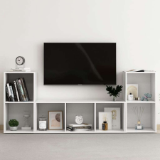 vidaXL 3 részes fehér szerelt fa TV-szekrény szett bútor
