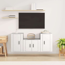 vidaXL 3 részes fehér szerelt fa TV-szekrényszett bútor