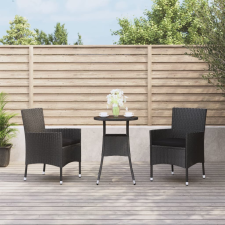vidaXL 3-részes fekete polyrattan kerti bisztrógarnitúra párnákkal kerti bútor