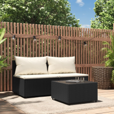 vidaXL 3 részes fekete polyrattan kerti ülőgarnitúra párnákkal kerti bútor