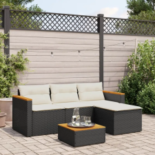 vidaXL 3 részes fekete polyrattan kerti ülőgarnitúra párnával kerti bútor