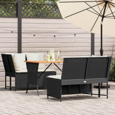 vidaXL 3 részes fekete polyrattan kerti ülőgarnitúra párnával kerti bútor
