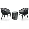 vidaXL 3-részes fekete PVC rattan bisztrószett párnákkal