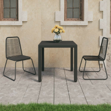 vidaXL 3 részes fekete PVC rattan kerti étkezőgarnitúra kerti bútor