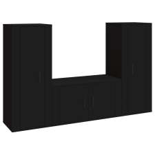 vidaXL 3 részes fekete szerelt fa TV-szekrényszett (3188751) bútor