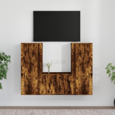 vidaXL 3 részes füstös tölgy színű szerelt fa TV-szekrényszett bútor