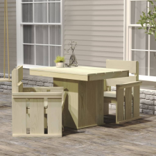 vidaXL 3 részes impregnált fenyőfa kerti étkezőgarnitúra kerti bútor
