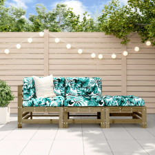 vidaXL 3 részes impregnált fenyőfa kerti ülőgarnitúra párnával kerti bútor