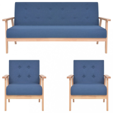 vidaXL 3-részes kék szövet ülőgarnitúra bútor