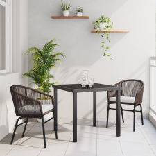 vidaXL 3 részes kertészeti étkezőszett barna polirattan kerti bútor