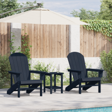 vidaXL 3 Részes Kerti Lounge Készlet Tengerészkék HDPE kerti bútor