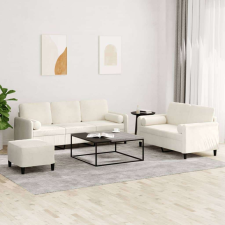 vidaXL 3 részes krémszínű bársony ülőgarnitúra párnákkal bútor