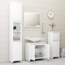 vidaXL 3 részes magasfényű fehér forgácslap fürdőszobai bútorszett fürdőszoba bútor