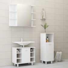 vidaXL 3 részes magasfényű fehér forgácslap fürdőszobai bútorszett fürdőszoba bútor