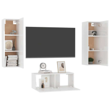 vidaXL 3 részes magasfényű fehér forgácslap tv-szekrényszett bútor