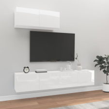 vidaXL 3 részes magasfényű fehér szerelt fa TV-szekrényszett bútor