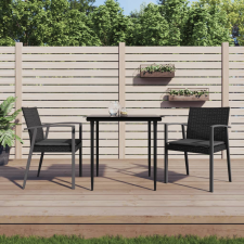 vidaXL 3-részes polyrattan és acél kerti étkezőgarnitúra párnával kerti bútor