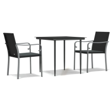 vidaXL 3-részes polyrattan és acél kerti étkezőgarnitúra párnával (3186939) kerti bútor
