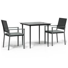 vidaXL 3-részes polyrattan és acél kerti étkezőgarnitúra párnával (3187001) kerti bútor
