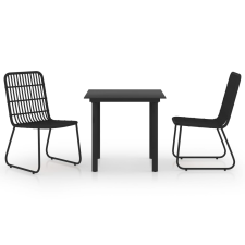 vidaXL 3 részes polyrattan és üveg kültéri étkezőgarnitúra kerti bútor
