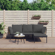 vidaXL 3 részes polyrattan kerti ülőgarnitúra sötétszürke párnákkal kerti bútor