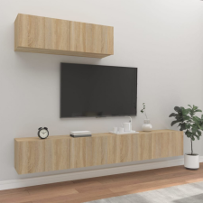 vidaXL 3 részes sonoma tölgy színű szerelt fa TV-szekrényszett bútor