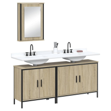 vidaXL 3 részes sonoma tölgyszínű szerelt fa fürdőszobai bútorszett fürdőszoba bútor