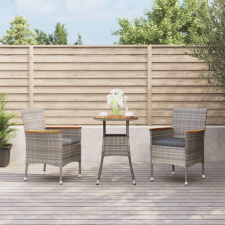 vidaXL 3-részes szürke polyrattan kerti bisztrógarnitúra párnákkal (3187430) kerti bútor
