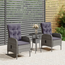 vidaXL 3 részes szürke polyrattan kerti bisztrószett (3058542) kerti bútor