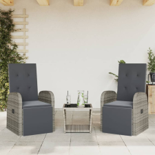 vidaXL 3 részes szürke polyrattan kerti étkezőgarnitúra párnával kerti bútor