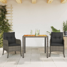 vidaXL 3 részes szürke polyrattan kerti étkezőgarnitúra párnával kerti bútor