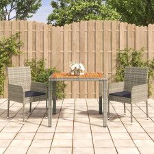 vidaXL 3 részes szürke polyrattan kerti ülőgarnitúra párnákkal kerti bútor