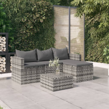 vidaXL 3 részes szürke polyrattan kerti ülőgarnitúra párnákkal kerti bútor