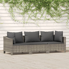 vidaXL 3 részes szürke polyrattan kerti ülőgarnitúra párnákkal kerti bútor