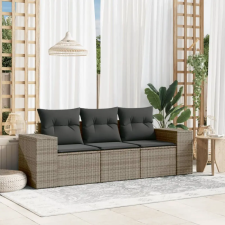 vidaXL 3 részes szürke polyrattan kerti ülőgarnitúra párnákkal kerti bútor