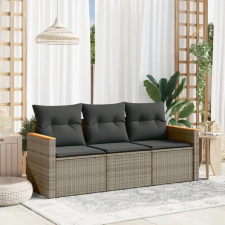 vidaXL 3 részes szürke polyrattan kerti ülőgarnitúra párnákkal kerti bútor