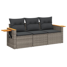 vidaXL 3 részes szürke polyrattan kerti ülőgarnitúra párnákkal (3226599) kerti bútor