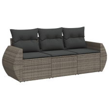 vidaXL 3 részes szürke polyrattan kerti ülőgarnitúra párnákkal (3253397) kerti bútor