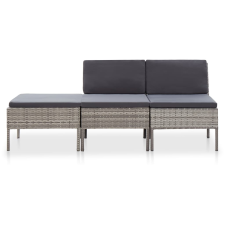 vidaXL 3-részes szürke polyrattan kerti ülőgarnitúra párnákkal (48958) kerti bútor