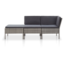 vidaXL 3-részes szürke polyrattan kerti ülőgarnitúra párnákkal (48962) kerti bútor