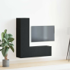 vidaXL 3 Részes TV Szekrény Készlet, Fekete Tölgyből, mérnöki fafeldolgozásból.