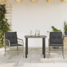 vidaXL 3 részes világosszürke polyrattan bisztrógarnitúra párnákkal kerti bútor