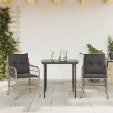 vidaXL 3 részes világosszürke polyrattan bisztrógarnitúra párnákkal kerti bútor